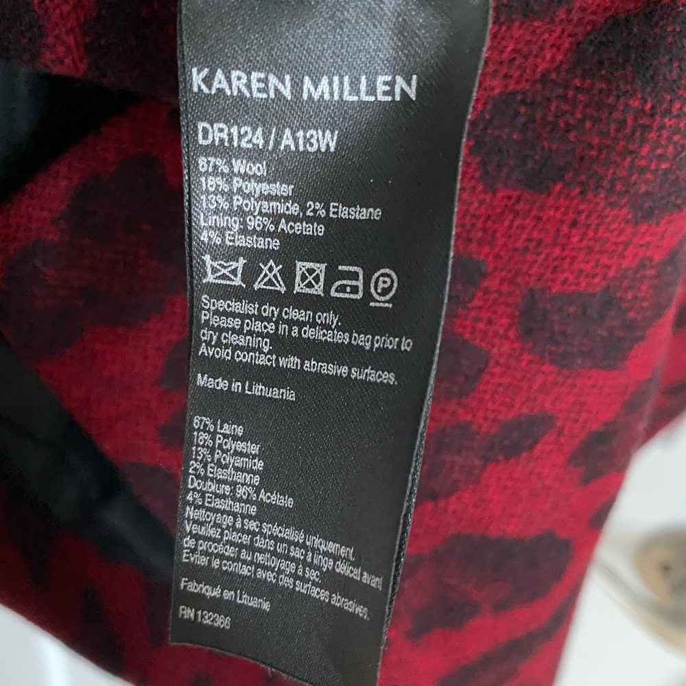 Karen Millen Leopard Animal Print Wool Red Dress Size UK 8 US 4 EU 36 - Picture 5 of 5